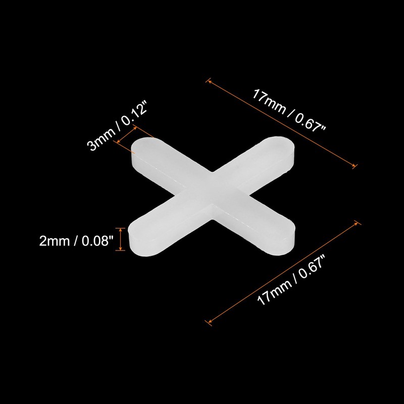 sourcing map 600Pcs Tile Spacers, 3mm 1/8" Cross Shape Wall