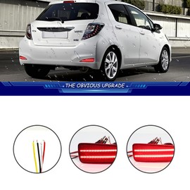 TurningMax 3 in 1 For 2012 2013 2014 Toyota Yaris Rear Bumper Reflector Brake Lights Sequential Turn Signal Lights Red Lens 52163-52100, 52164-52100