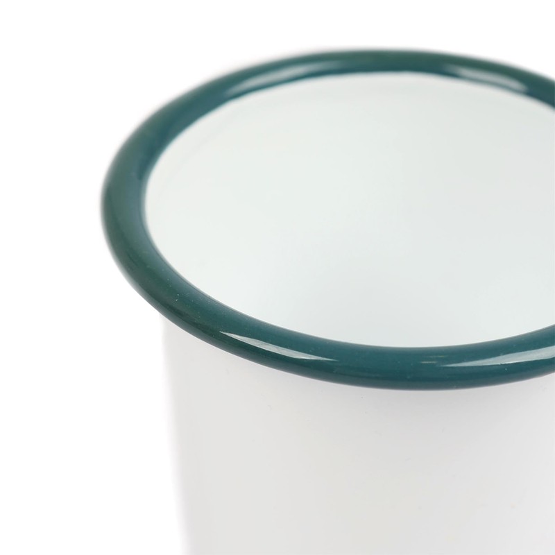 Argon Tableware 300ml Enamel Tumbler Cups with Green Rims -