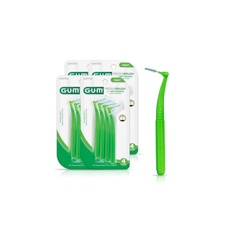GUM Proxabrush Go-Betweens - Angled- Interdental Brushes - Soft Bristled