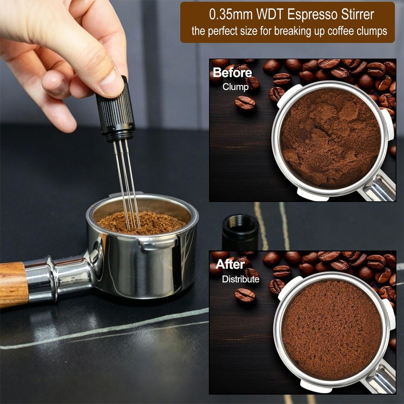 6 PCS Espresso Tools Set,Espresso Tamper,Coffee Distributor,Puck Screen,Dosing Funnel,Coffee Brush