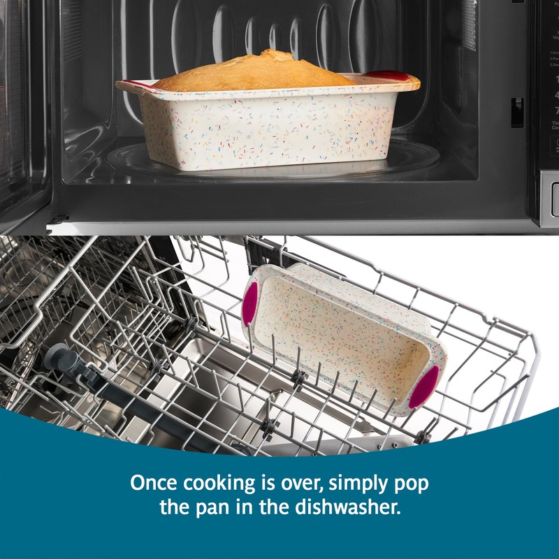 Trudeau 05118555 Structure Loaf Pan Silicone Bakeware, Medium, Confetti White