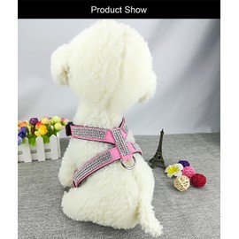 Newtensina Fashion Dog Harness with Diamonds Cute Girl Bling Small Dog Harness