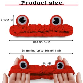 Jowmoy red Frog Eye Elastic Headband - Versatile for Spa, Skincare, Makeup, Face Wash, Fun Gift for Women (1 Pack)