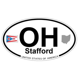 US Decal, Inc. Stafford, Ohio Oval Sticker with State Flag