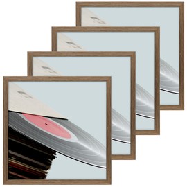 eletecpro 12.5x12.5 Vinyl Record Frame, Rustic Brown Album Picture Frame Fits 12x12 LP and Cover, Sturdy Lightweight Wall Art Display for Home and Music Studio Gallery Decor, Easy Wall Mount, 4 Pack