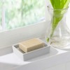 TOPSKY Ceramic Soap Dish Holder Stainless Steel for Bathroom, Double