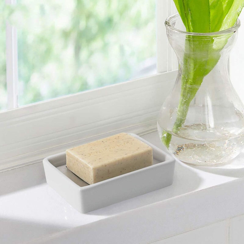 TOPSKY Ceramic Soap Dish Holder Stainless Steel for Bathroom, Double