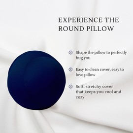 Travel Fanatics Round Microbead Pillow – Travel Friendly, Soft Cover, Pressure Relief, Post-Surgery Recovery Cushion - Navy Blue