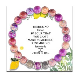 Lemons Fruit Charms Lemon Themed Gifts Lemon Accessories Lemon Jewelry Bracelets for Women fruit charms bracelet (Rehmannia stone lemon)