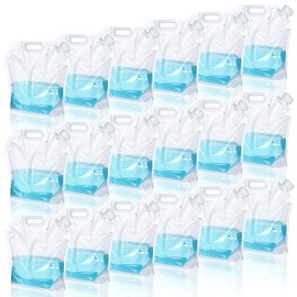 18 Pcs 5 L Collapsible Water Container Bag, Premium Collapsible Water Container Bag Emergency Water Container Freezable Food Grade Clear Plastic Storage Bag Foldable Water Bottle for Camping Riding