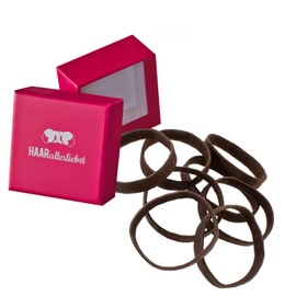 HAARallerliebst Hair Bobbles Extra Wide (Pack of 8) Brown 5 cm with Storage Box (Box Colour: Pink)