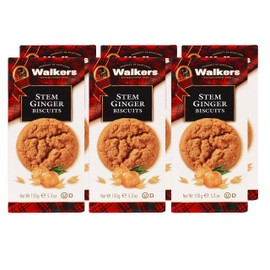 Walker's Shortbread Stem Ginger Biscuits, Scottish Cookies, 5.3 Oz (Pack of 6)