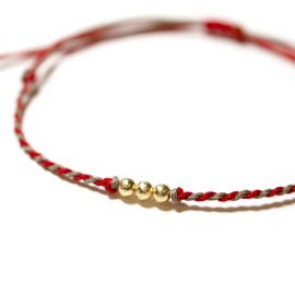 Red String Bracelet, 14K Gold Filled beaded Bracelet, Good Luck Red Bracelet, Adjustable bracelet for Women and Men