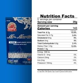 MR. MARTIN Freshly Roasted Alpine Salted Sunflower Seeds To Eat – Non-GMO, Kosher, Crunchy, Delicious, Vegan, Keto Friendly Snack – 5.25 Oz,12 Pack