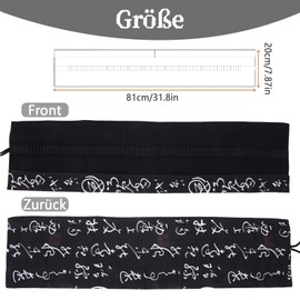 Watercolour Brush Canvas Pen Roll Bag Roll Pencil Case Pen Case 72 Holes Canvas Pencil Wrap Pencil Case Pencil Case, black, Large Canvas Pencil Case