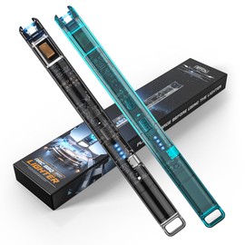 KTEBO® 2 Pack Electric Candle Lighters - 7.4 inch Long USB Rechargeable Plasma Arc Lighter Windproof Flameless Lighter for Scented Candles, Grill, Camping - See-Through Tech Design，Gifts for Him & Her