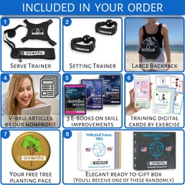 OVANTO Volleyball Training Equipment Aid – Adjustable Practice Hitting Rebounder in 4 Styles to Serve, Spike, Set, and Pass Like a Pro - Volleyball Practice Equipment Gift for Beginners & Experts