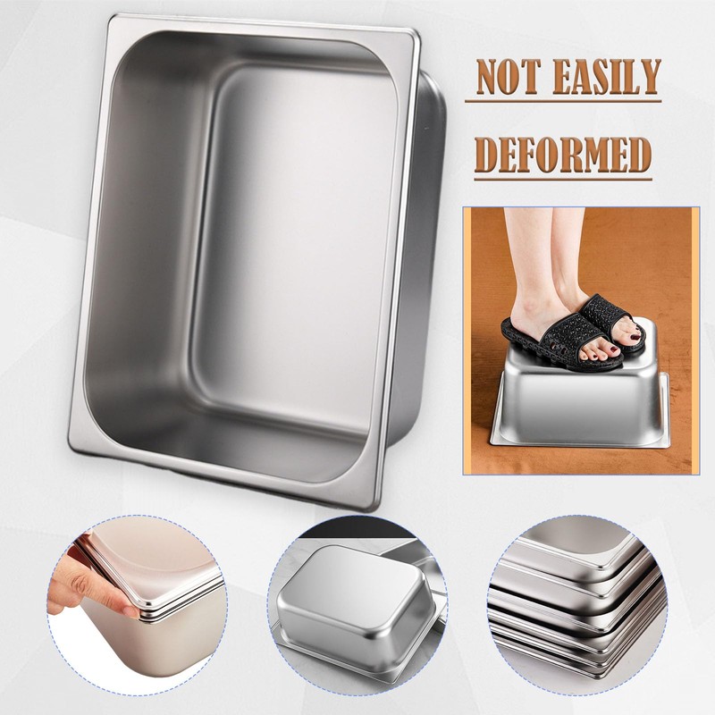 Nexboraque 4 Pcs Half Size Hotel Pan, 1/2 Size 2.5