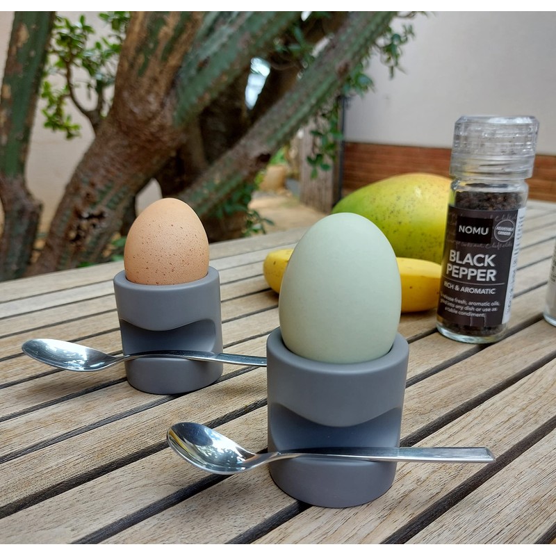 QMBasic Set of 2 Egg Cups | Grey Modern Concrete
