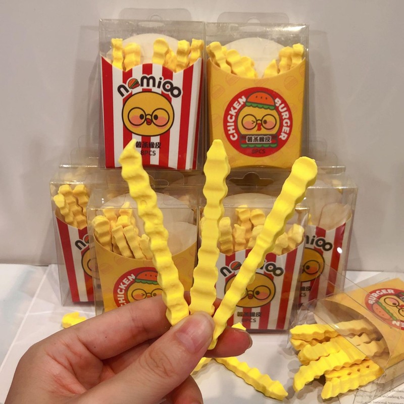 2Box French Fries Chips Eraser Pencil Erasers Cute Fun Novelty