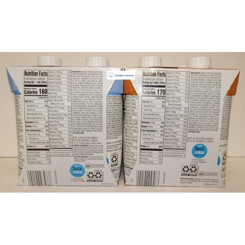 Elevation High Performance Protein Shake Café Latte and Caramel 44fl