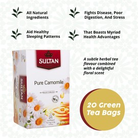 SULTAN TEA Pure Camomile, Herbal Moroccan Green Teas (Single Pack - 20 Tea Bags)