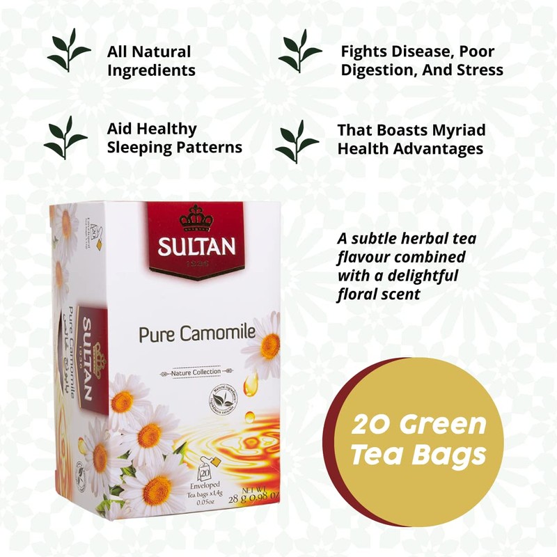 SULTAN TEA Pure Camomile, Herbal Moroccan Green Teas (Single Pack