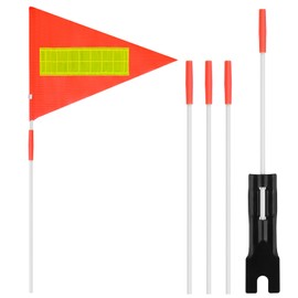 Grevosea 1 x Reflective Bicycle Flag, 4 ft Pennant Reflective, Bicycle Safety Flags with 5 Pieces Pole, Bicycle Flag, High Visibility Bicycle Flag for Children, Outdoor Cycling