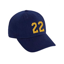 Daxton Custom Team Number Low Profile Adjustable Baseball Dad Hat Cap, Navy Gold 22
