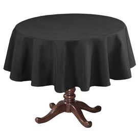 H.VERSAILTEX Rectangle Linen Textured Table Cloth Thick Fabric Wrinkle Free Washable Dust-Proof Tablecloth for Dining, Buffet Parties, Picnic, Events, Weddings and Restaurants, 177cm Round, Black