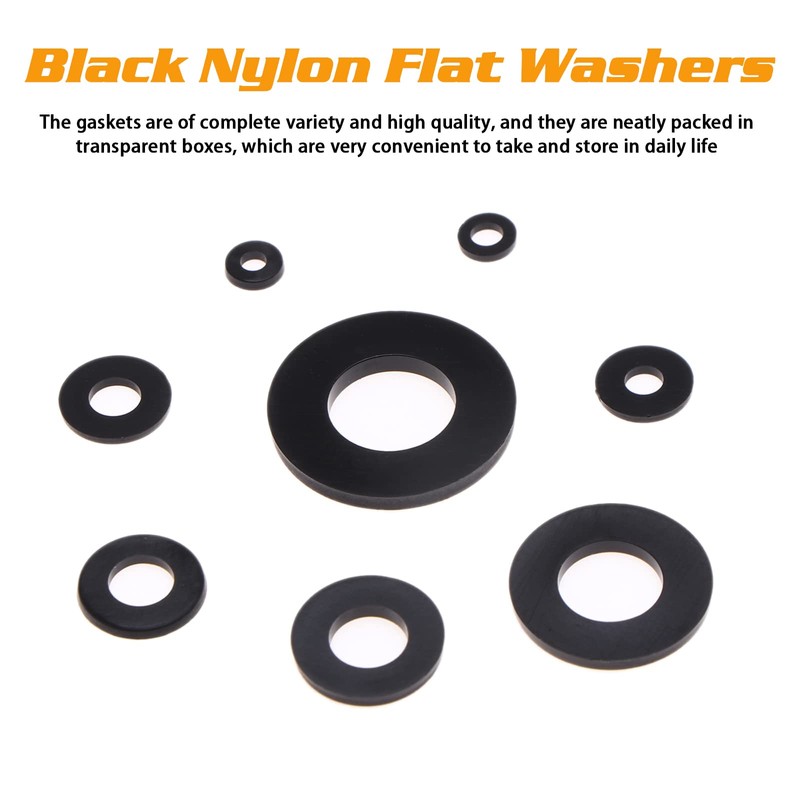 URLWALL 500Pcs Nylon Flat Washer Assortment Set, Washers Metric Sealing