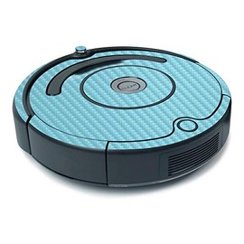 MightySkins Carbon Fiber Skin for iRobot Roomba 675 Minimal Coverage - Solid Baby Blue | Protective, Durable Textured Carbon Fiber Finish | Easy to Apply, Remove, and Change Styles | Made in The USA