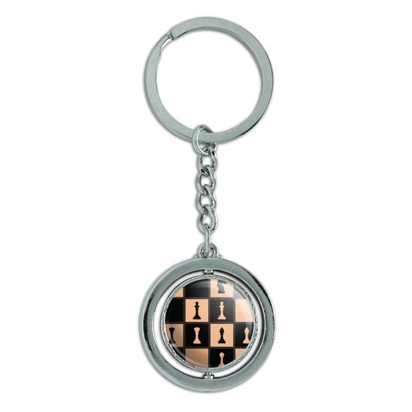 GRAPHICS & MORE Chess Board Pieces Pattern Keychain Spinning Round