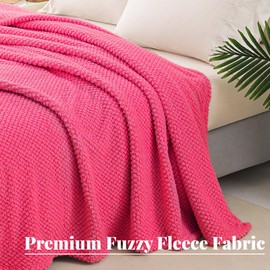 Whale Flotilla Extra Large Fuzzy Fleece Throw Blanket for Couch, 50x70 Inch Fluffy Warm Soft Jacquard Blankets for All Season, Lightweight and Cozy, Hot Pink