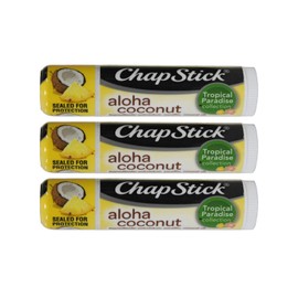 Chapstick Aloha Coconut Tropical Paradise - Bálsamo labial de 0.15 onzas, paquete de 3