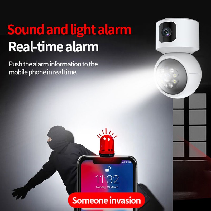 Indoor Security Camera 2160x1920 Dual Lens 2 Way Talk Night