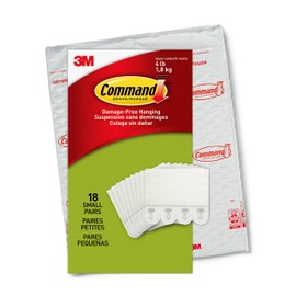 Command Small Picture Hanging Strips, Damage Free Hanging Picture Hangers, No Tools Wall Hanging Strips for Christmas Decorations, 18 White Adhesive Strip Pairs(36 Command Strips)