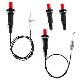 4 Sets Piezo Spark Igniter with 2 Replacement Switch, BBQ Grill Electrode Ignition Replacement with Straight and Bent Needle Wire Spacer Nut for Gas Grill Barbecue Stove Oven Kitchen