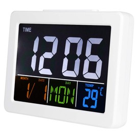 Digital Alarm Clock, Hygrometer Indoor Thermometer Table Clock, Digital Bathroom Clock Calendar, Frame Wall Clock Decoration for Baby Room Kitchen Greenhouse,13.5×10×2.5 cm