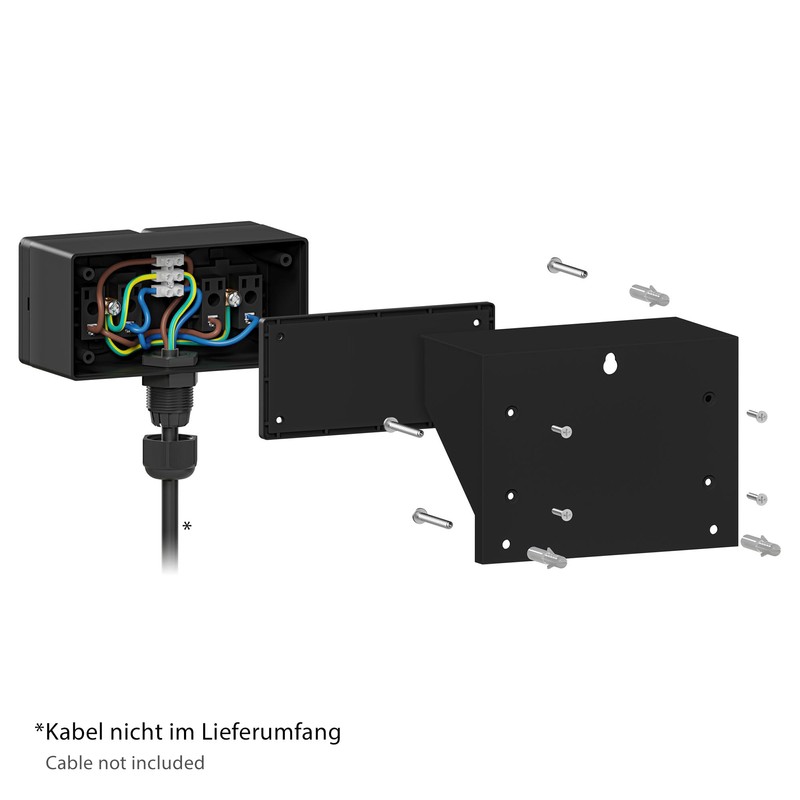 ledscom.de PIWI Surface-Mounted Socket for Outdoor Use, IP44, 2-Way, Anthracite,
