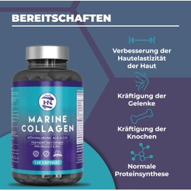 Collagen Capsules High Dose with Hyaluronic Acid. Collagen Capsules with Magnesium and Vitamin C - Coenzyme Q10, Magnesium and Zinc, Sea Collagen with Hyaluronic Acid (120 Capsules)