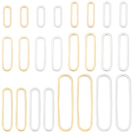 BENECREAT 24PCS Real 24k Gold Plated and 925 Silver Plated Brass Linking Rings, 12 Styles of Oval Gold Plated Brass Jewellery Linking Rings for Bracelets, Necklaces