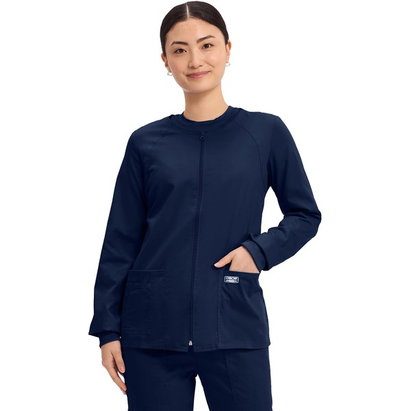 Cherokee Women's Workwear Core Stretch Warm Up Scrubs Jacket, Navy,