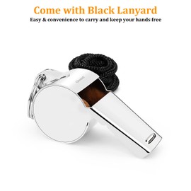 Giveet 10 Packs Metal Whistle with Lanyard, Stainless Steel and Durable, Extra loud Referee Coach Whistles for Football, Basketball, Soccer, School, Lifeguard Emergency