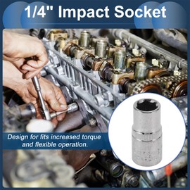 INFINAUTO Impact Socket 25mm for Car Motorcycle Dirtbike Repair Hardware Tool CR-V Silver Tone Durable 6 Point 7mm 1/4 Inch Drive