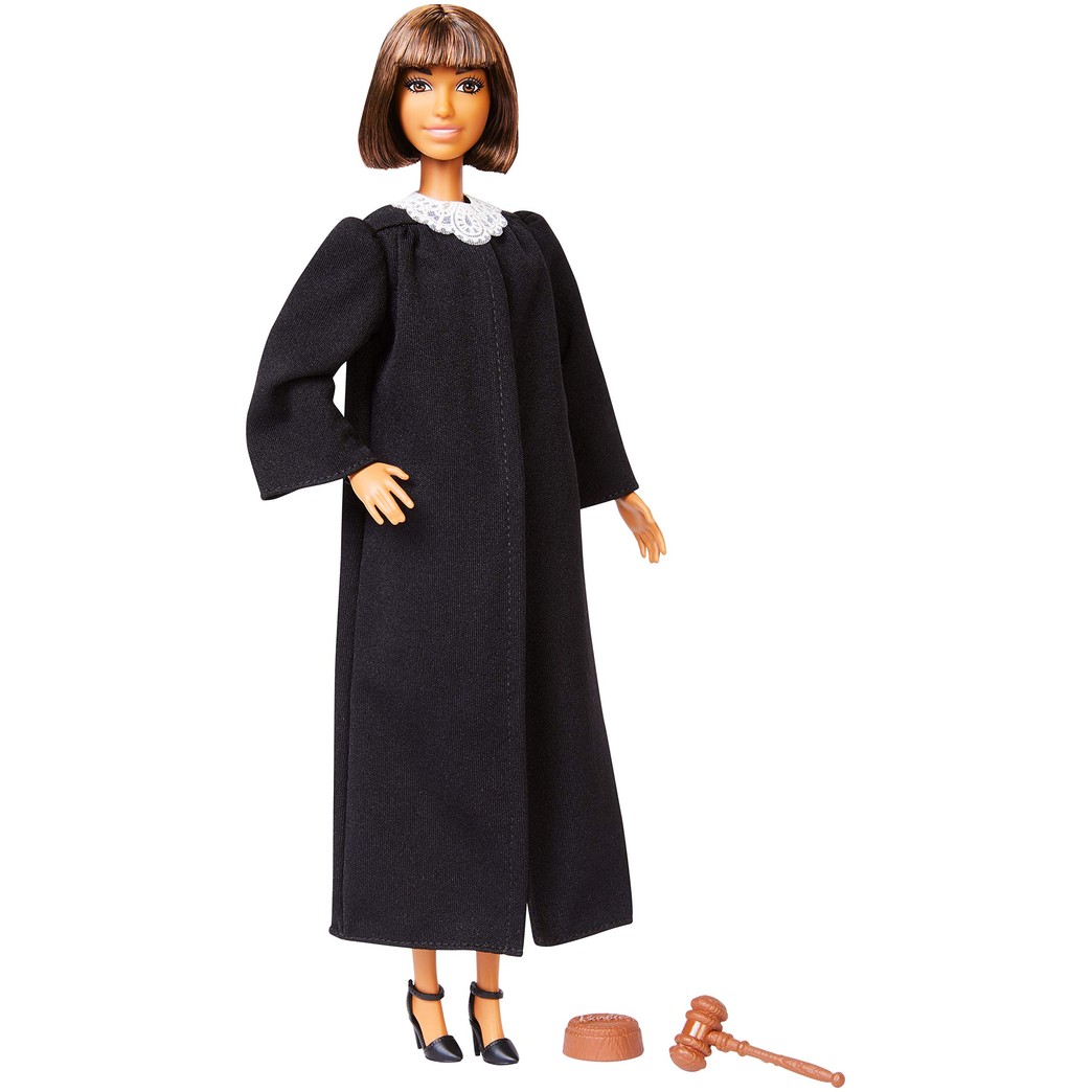 Barbie Judge Doll, Short Bob Brunette, Wearing Black Robe with Gavel and Block, for 3 to 7 Year Olds
