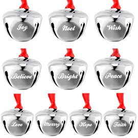Sumind 30 Pieces 1.5 Inch Believe Bell Ornament Christmas Bells with Red Ribbon Metal Christmas Bells Xmas Hanging Bells Christmas Hanging Bell Decorations for Xmas Home Decor