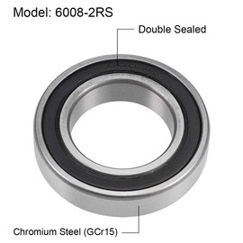 sourcing map 6008-2RS Deep Groove Ball Bearings 40mm x 68mm x 15mm Double Sealed Chrome Steel Z2