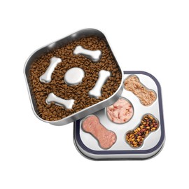 Slow Feeder Dog Bowls, 100% Food-Grade Stainless Steel Non-Slip Dog Food Bowl,Both Sides Can Be Used Dog Slow Feeder Bowl, 2Cups Capacity for Small and Medium Dogs to Slow Down Eating, Easy to Clean